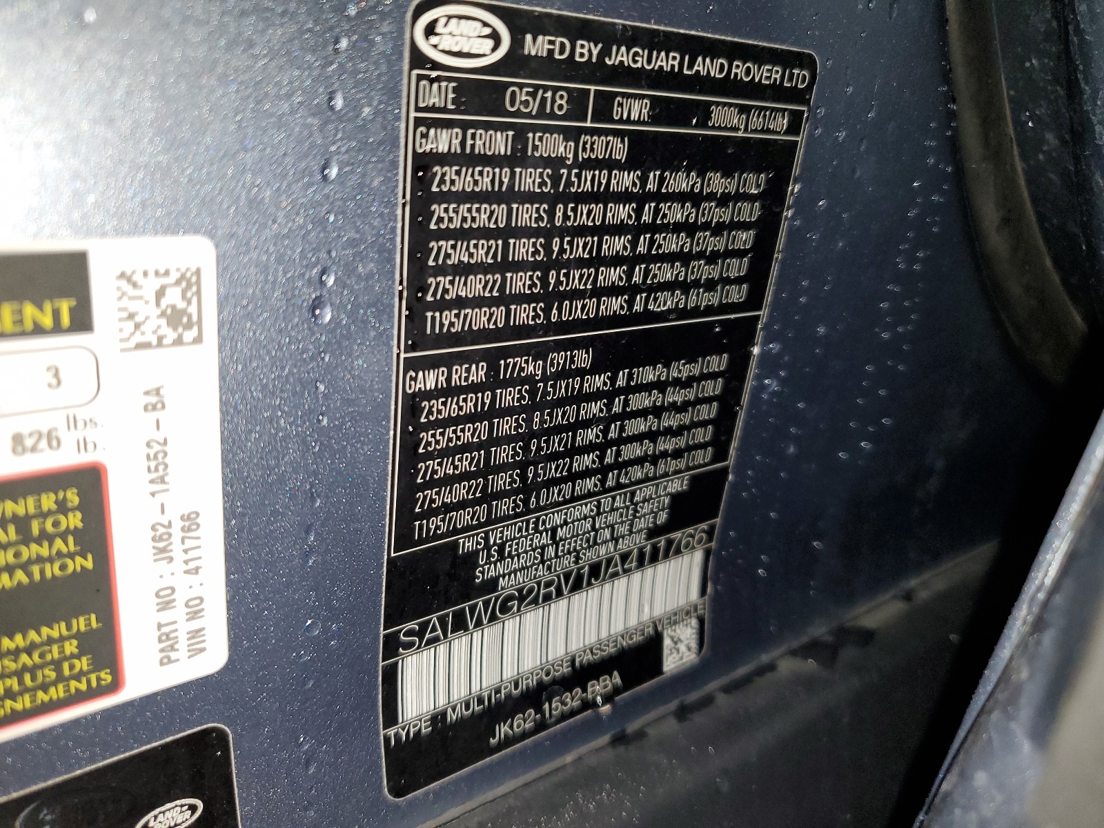 SALWG2RV1JA411766 2018 Land Rover Range Rover Sport Se