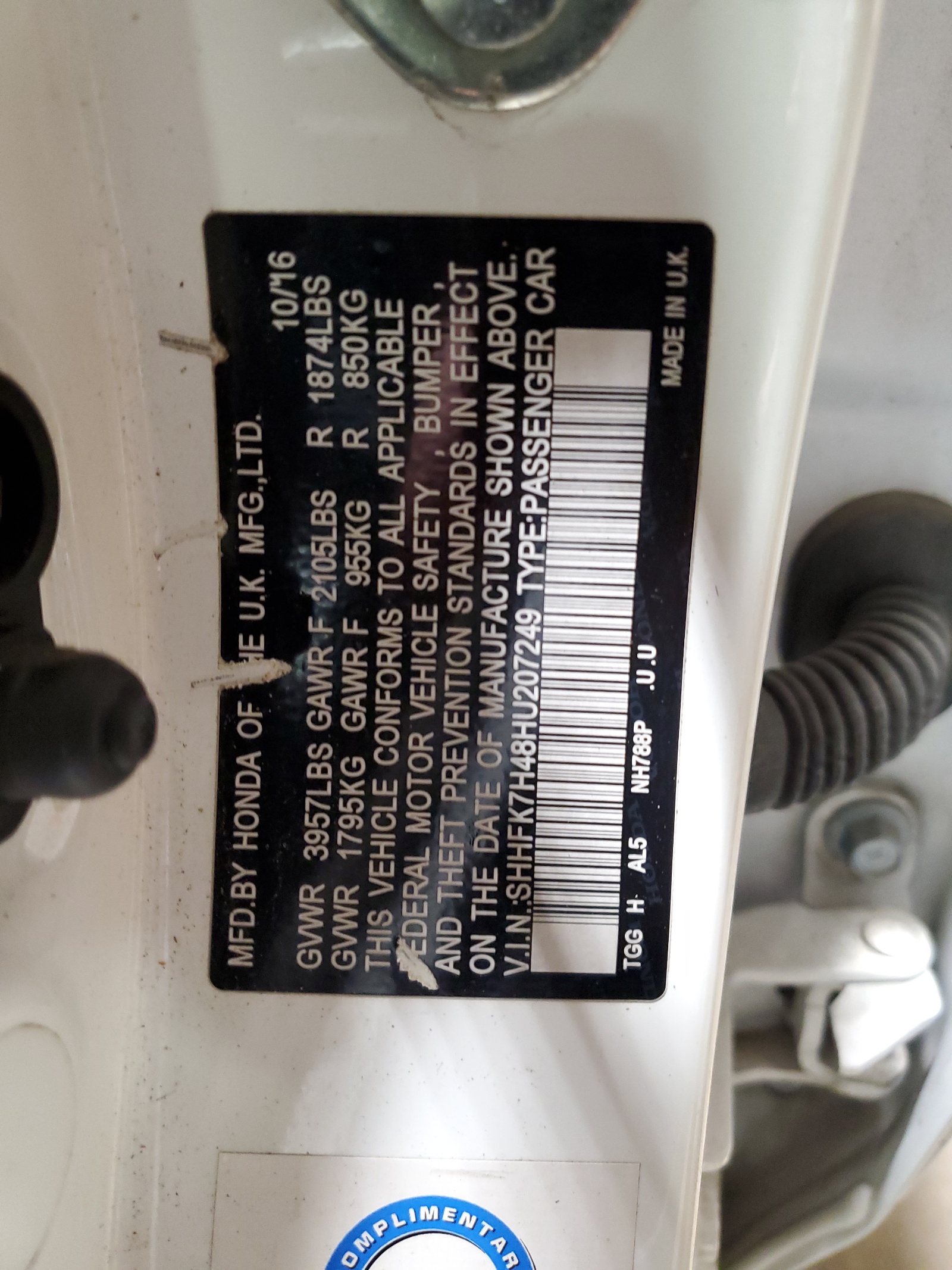 SHHFK7H48HU207249 2017 Honda Civic Sport SHHFK7H48HU207249 2017 Honda Civic Sport