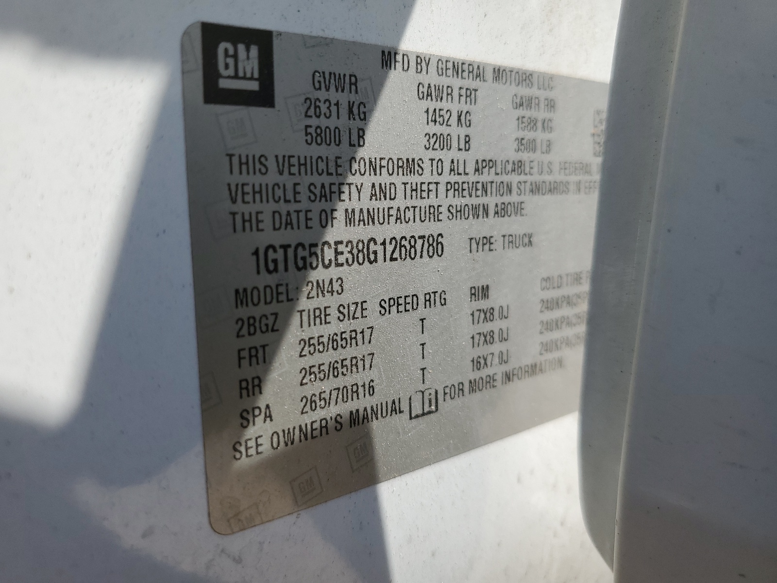 1GTG5CE38G1268786 2016 GMC Canyon Sle