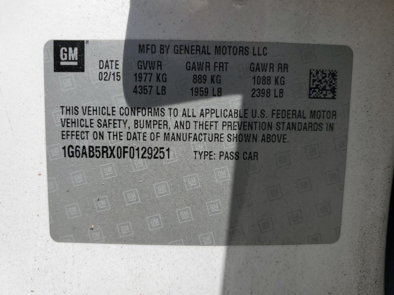 2015 Cadillac Ats Luxury VIN: 1G6AB5RX0F0129251 Lot: 64635394