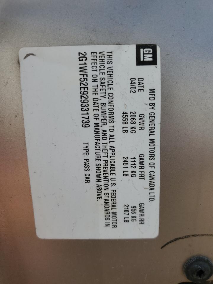 2002 Chevrolet Impala VIN: 2G1WF52E929331739 Lot: 66462624