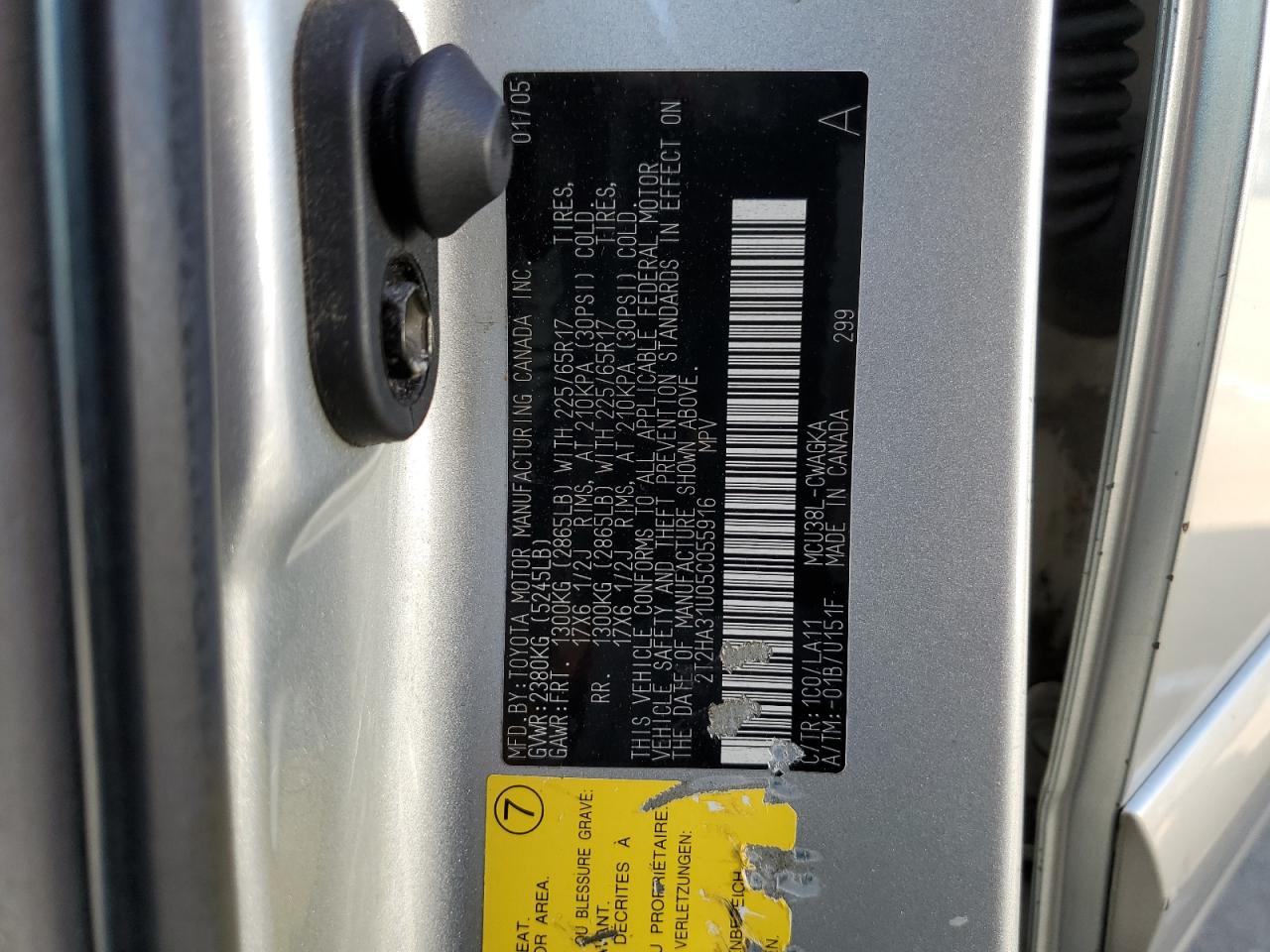 2005 Lexus Rx 330 VIN: 2T2HA31U05C055916 Lot: 67275764