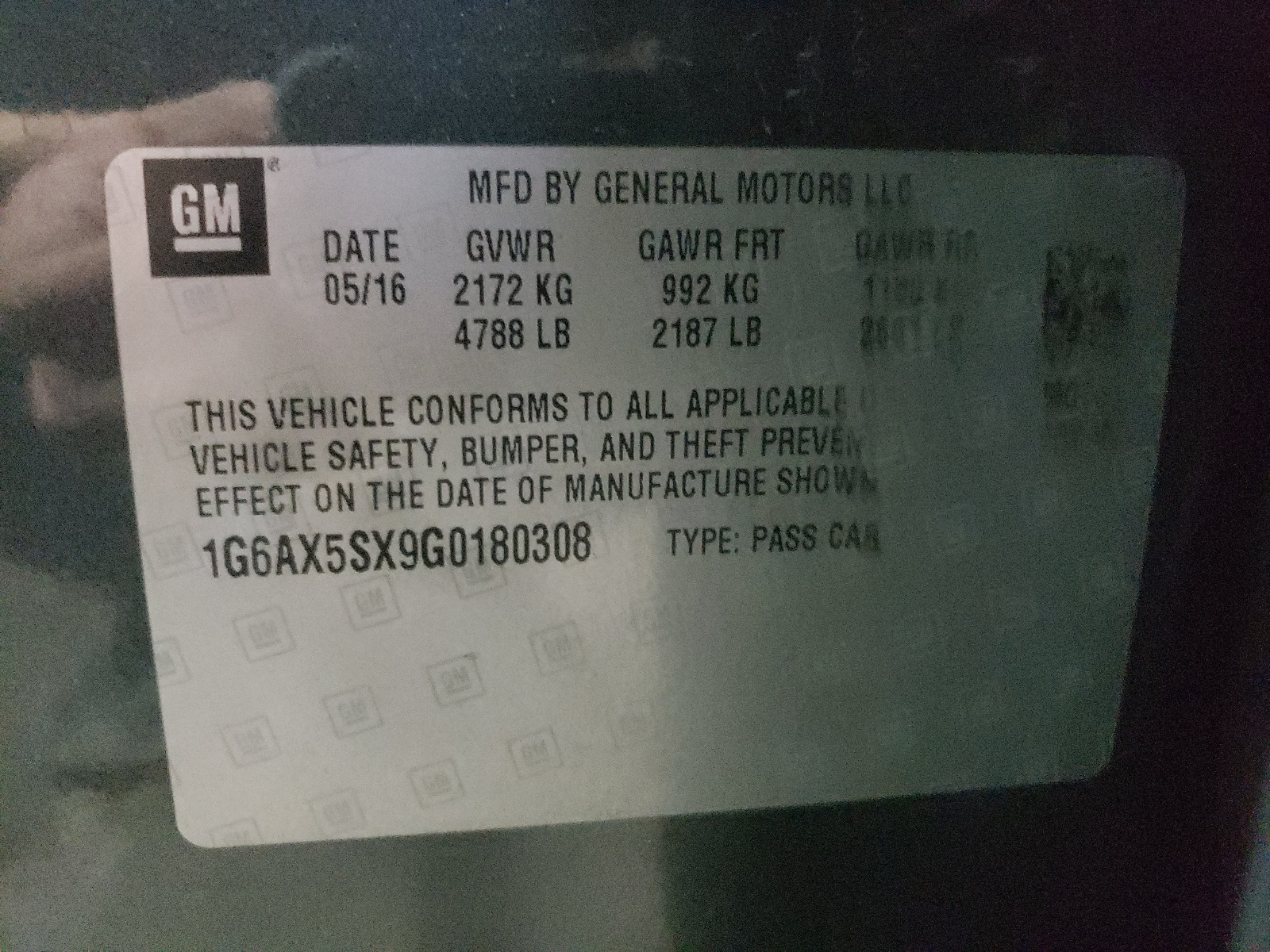 1G6AX5SX9G0180308 2016 Cadillac Cts Luxury Collection