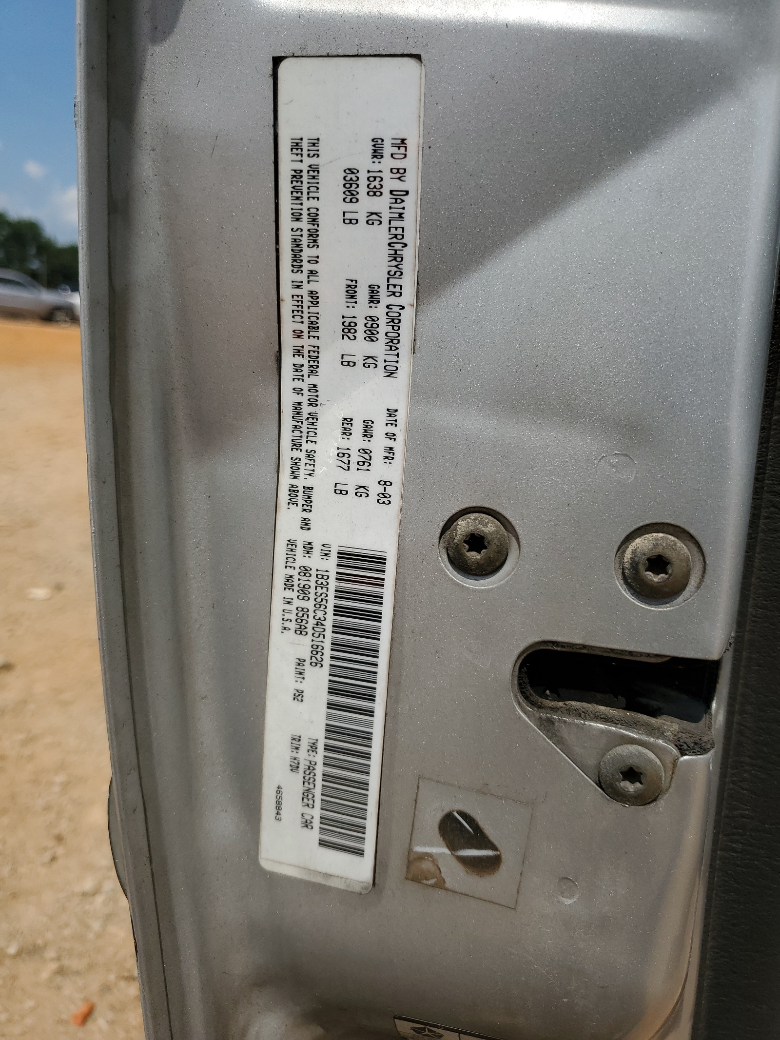 1B3ES56C34D516626 2004 Dodge Neon Sxt