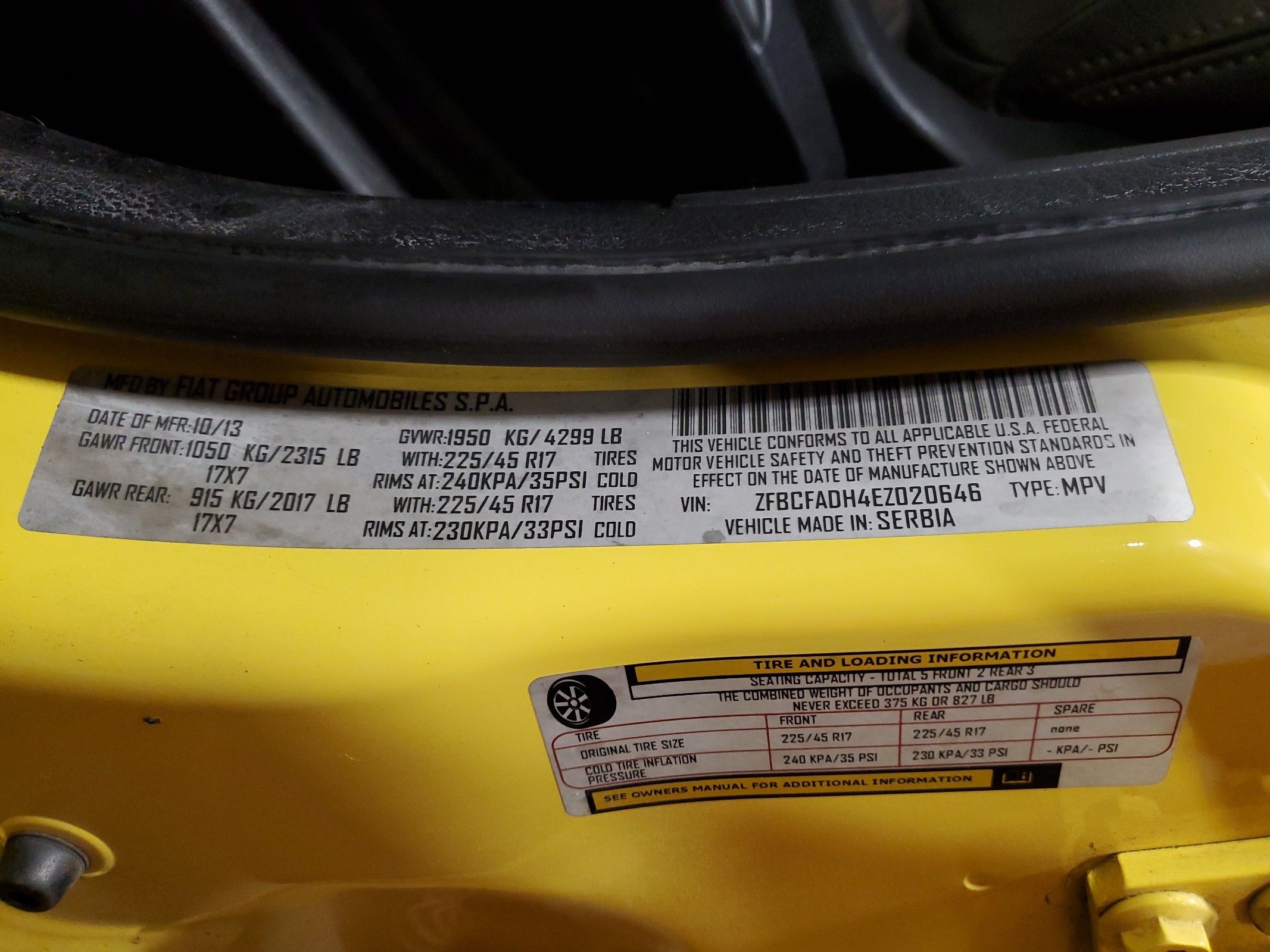 ZFBCFADH4EZ020646 2014 Fiat 500L Trekking