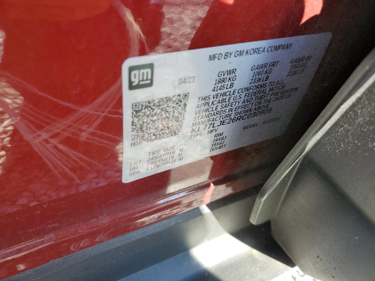 2024 Chevrolet Trax 2Rs VIN: KL77LJE26RC030909 Lot: 66240124