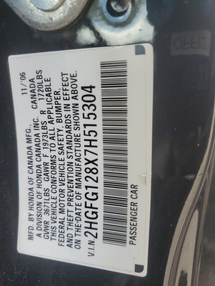 2007 Honda Civic Ex VIN: 2HGFG128X7H515304 Lot: 67325774