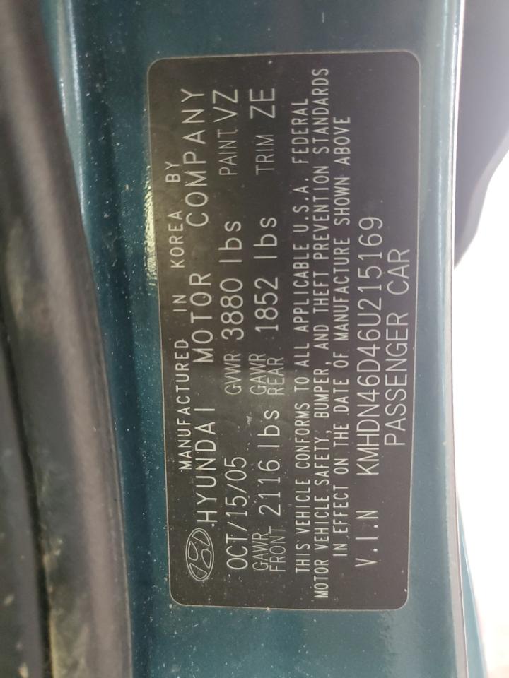 KMHDN46D46U215169 2006 Hyundai Elantra Gls