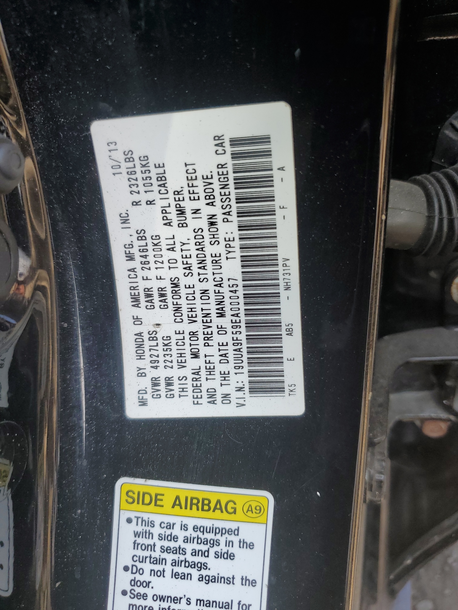 19UUA9F59EA000457 2014 Acura Tl Tech