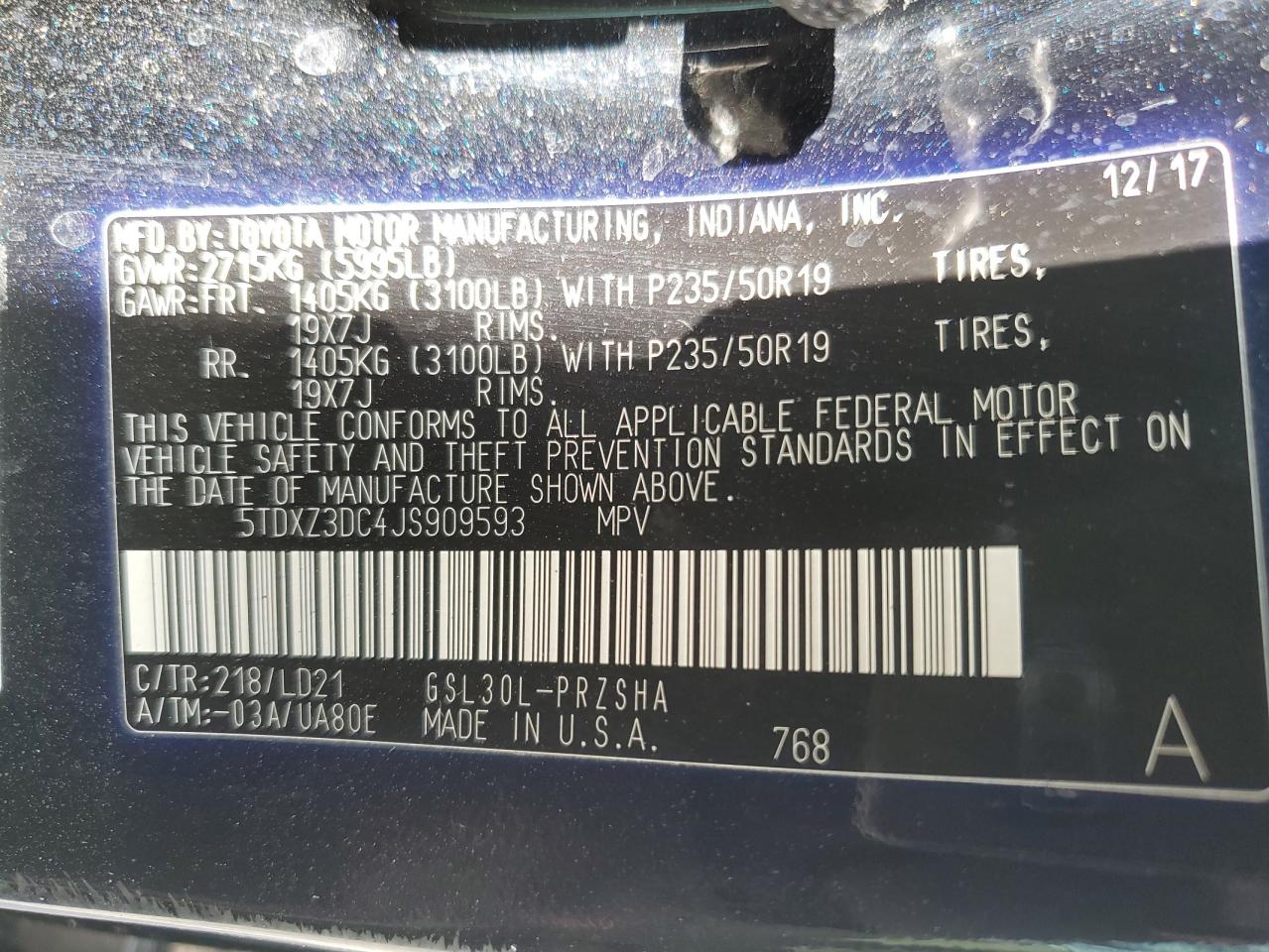 5TDXZ3DC4JS909593 2018 TOYOTA SIENNA - Image 13