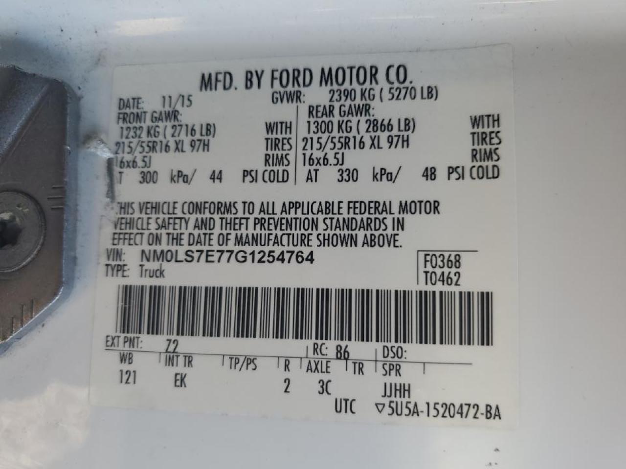 NM0LS7E77G1254764 2016 Ford Transit Connect Xl