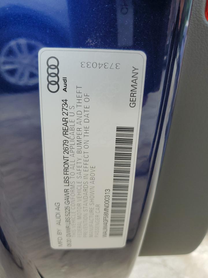 2021 Audi S5 Premium Plus VIN: WAUW4GF58MN000313 Lot: 67487754