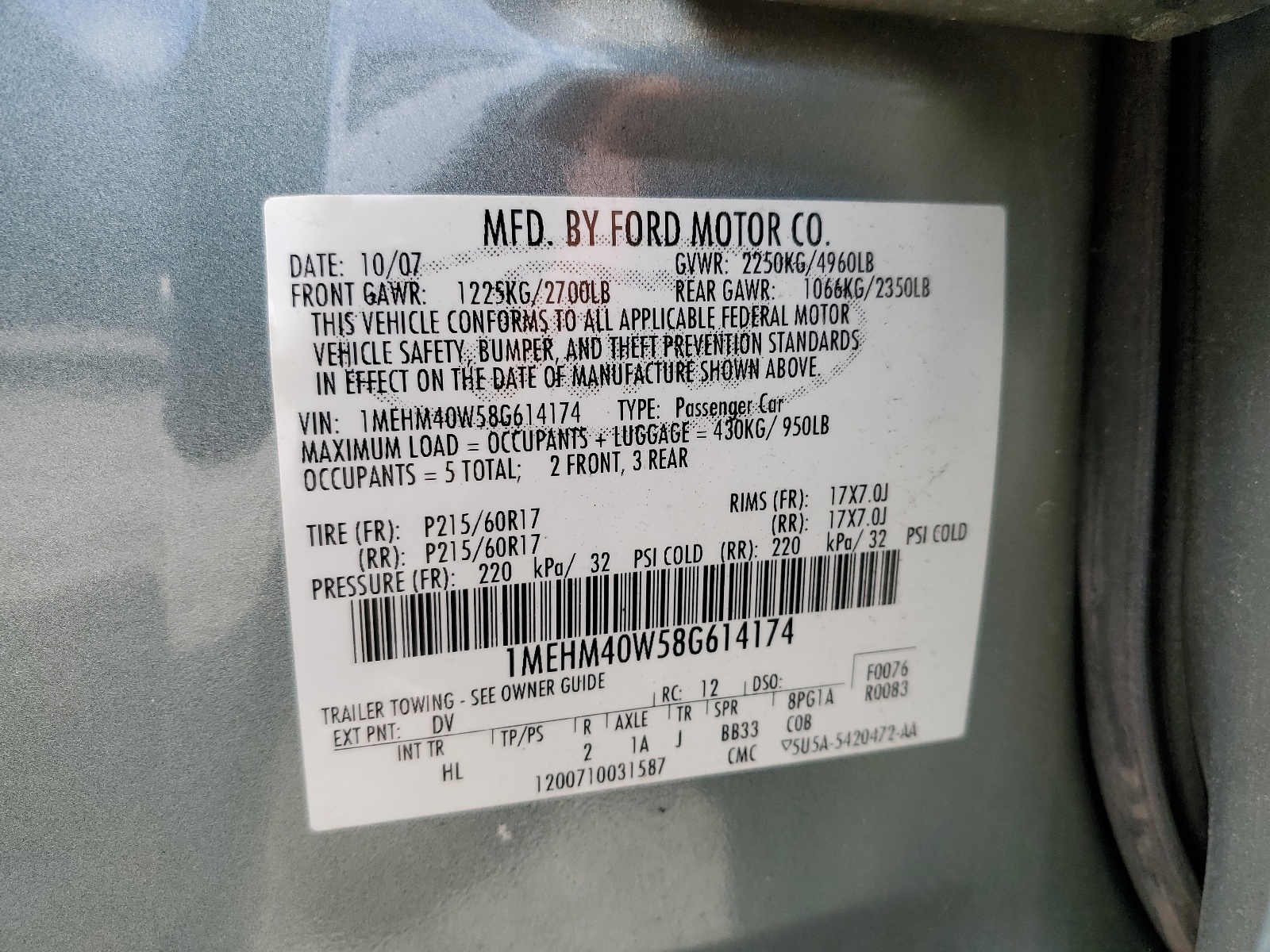 1MEHM40W58G614174 2008 Mercury Sable Luxury