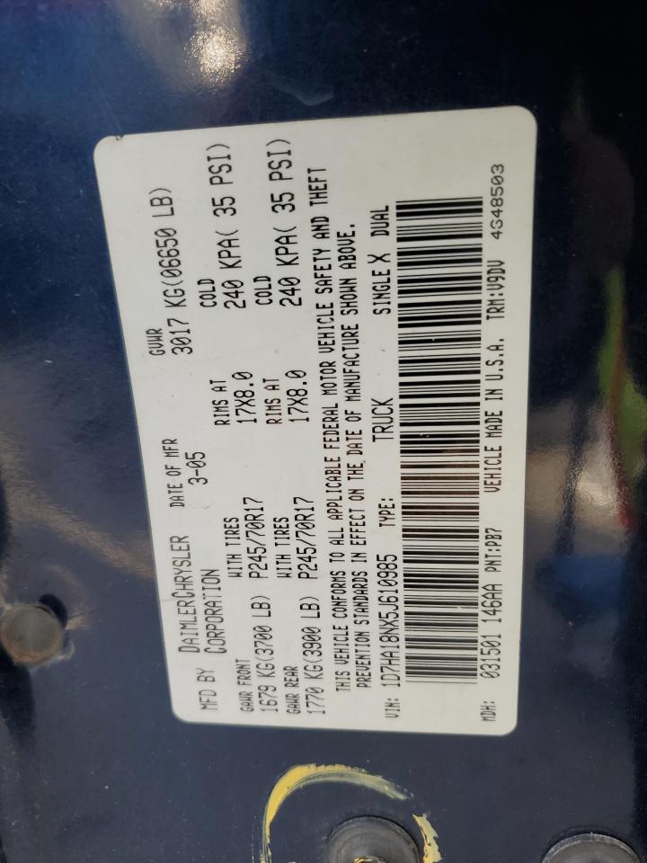 2005 Dodge Ram 1500 St VIN: 1D7HA18NX5J610985 Lot: 65342934