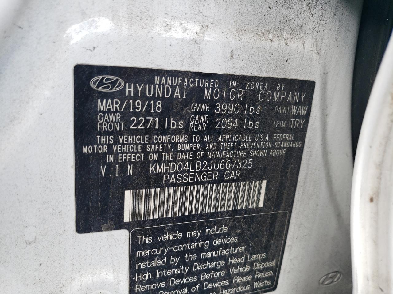 KMHD04LB2JU667325 2018 HYUNDAI ELANTRA - Image 12