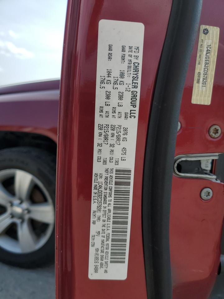 2012 Jeep Compass Latitude VIN: 1C4NJDEB2CD578201 Lot: 67381574