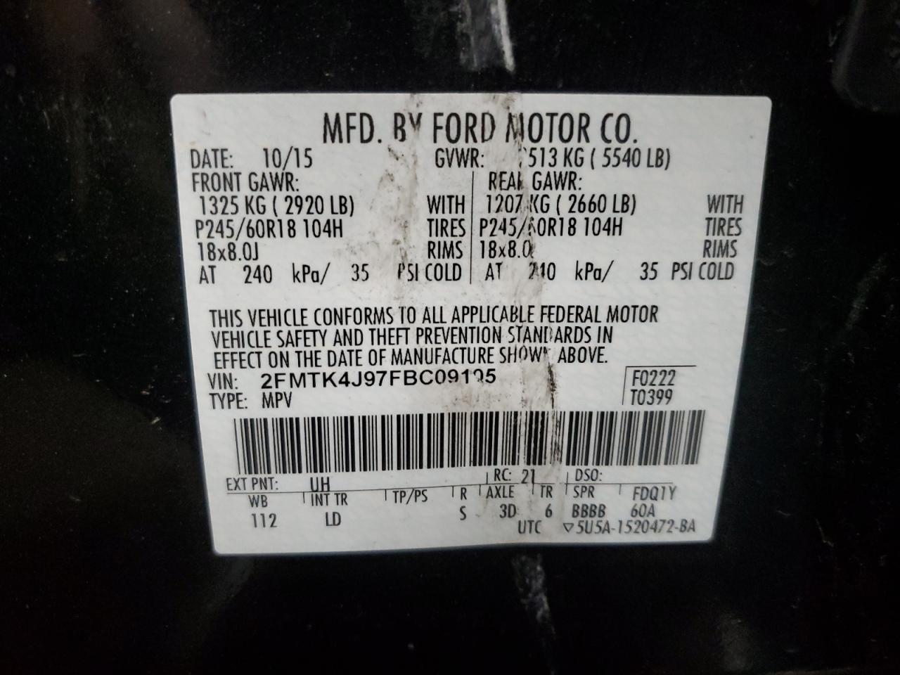 2FMTK4J97FBC09105 2015 FORD EDGE - Image 14