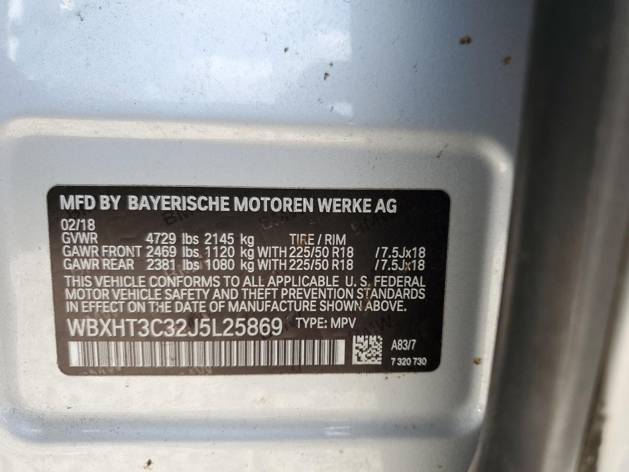 2018 BMW X1 xDrive28I VIN: WBXHT3C32J5L25869 Lot: 66412854