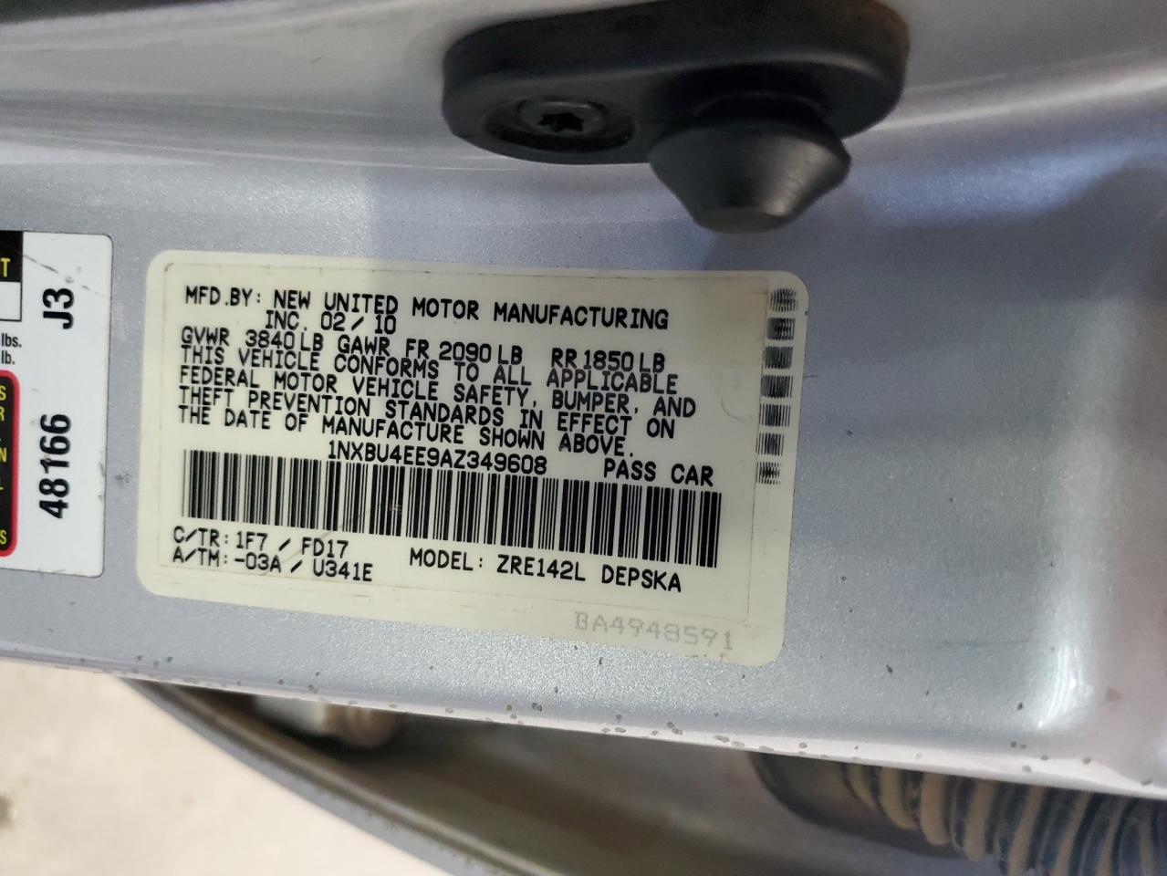 1NXBU4EE9AZ349608 2010 Toyota Corolla Base