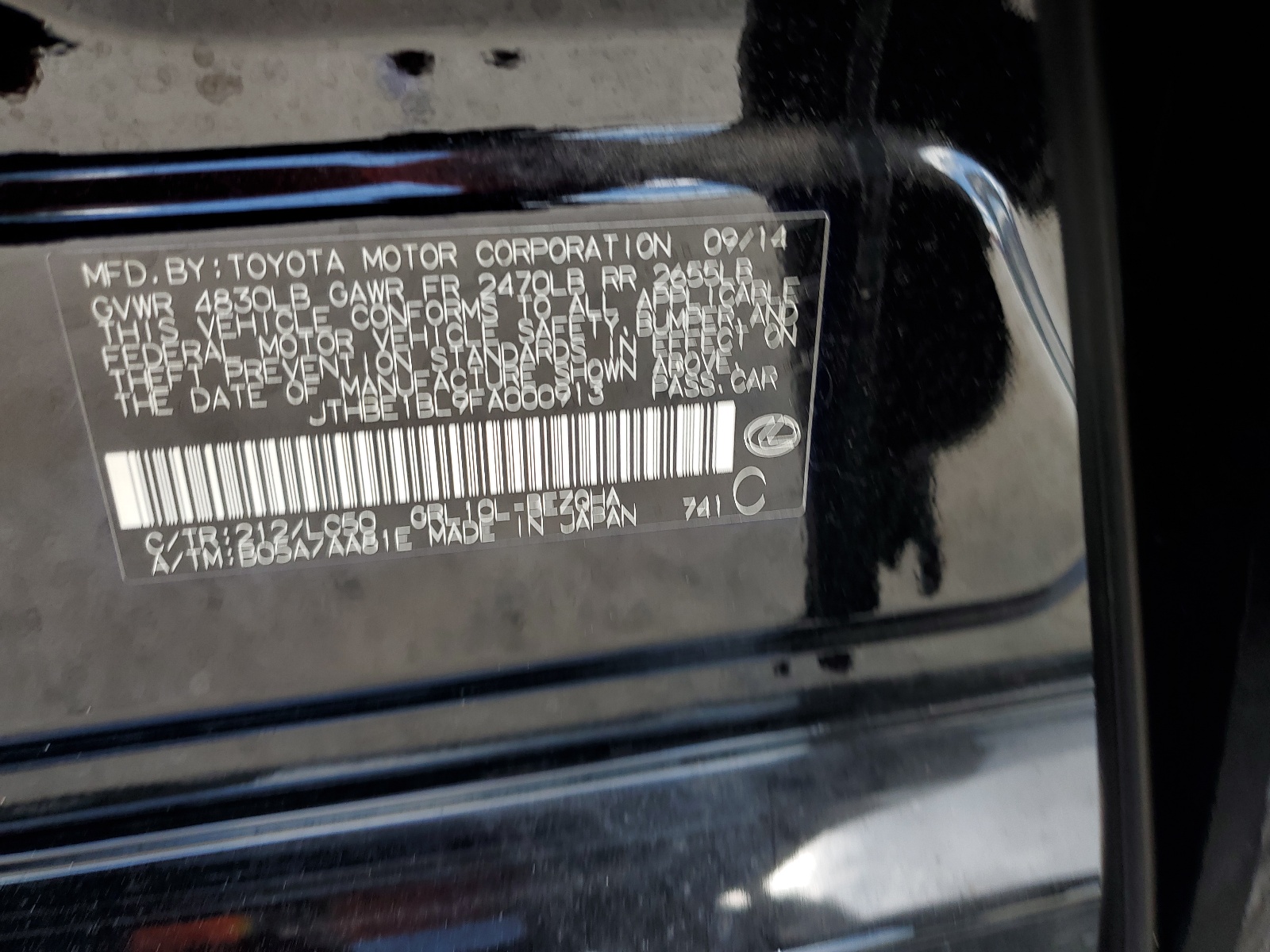 JTHBE1BL9FA000913 2015 Lexus Gs 350