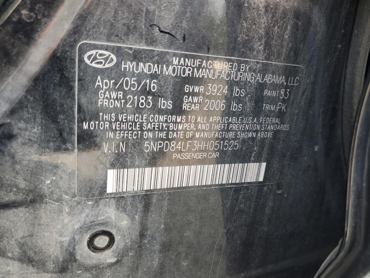 2017 Hyundai Elantra Se VIN: 5NPD84LF3HH051525 Lot: 66151074