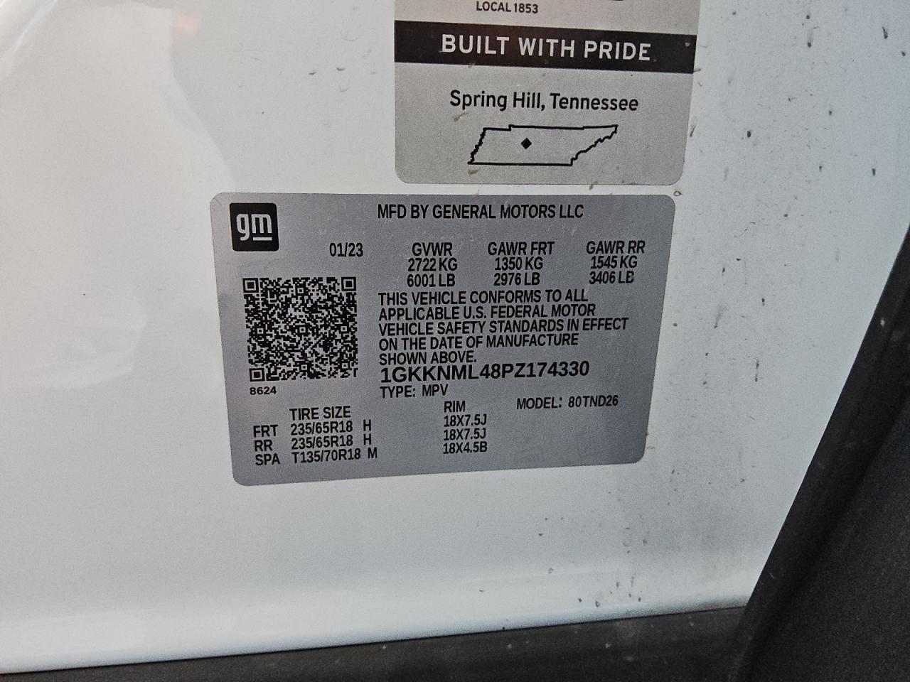 2023 GMC Acadia Slt VIN: 1GKKNML48PZ174330 Lot: 67566434