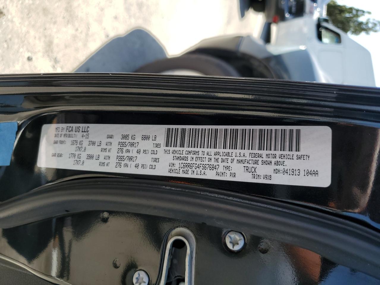 2015 Ram 1500 St VIN: 1C6RR6FG4FS676847 Lot: 66549724