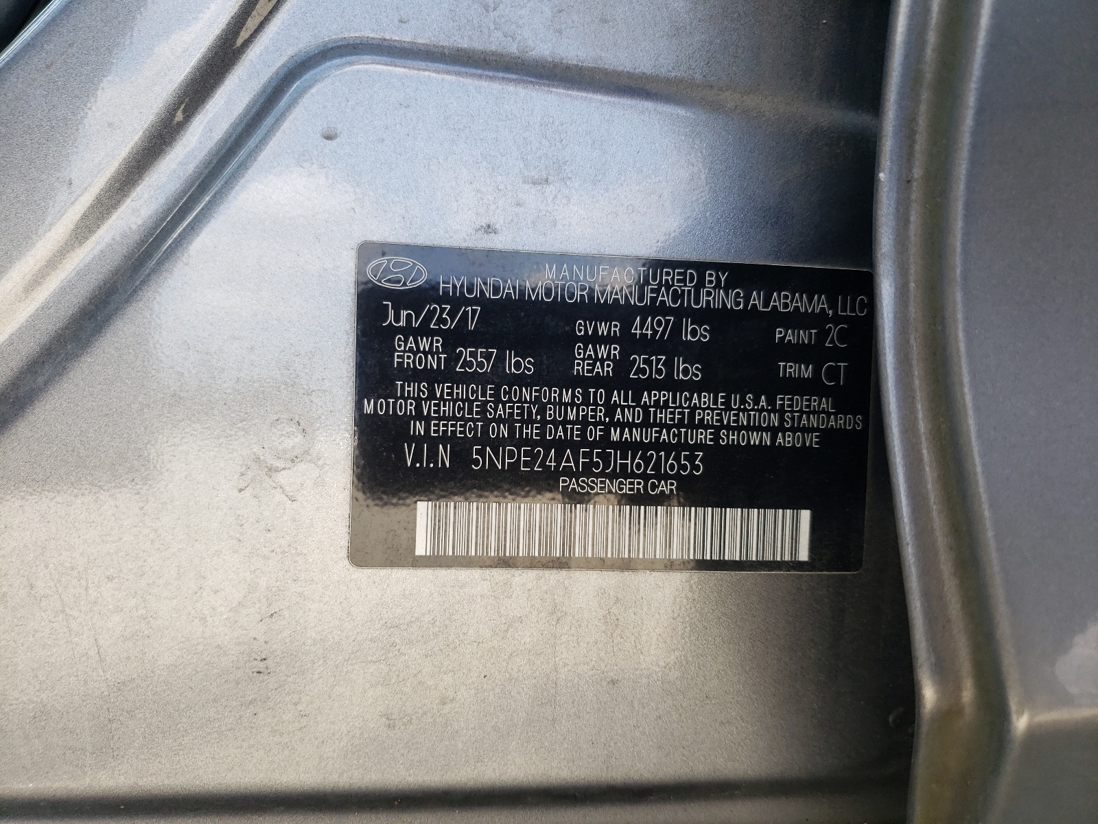 5NPE24AF5JH621653 2018 Hyundai Sonata Se