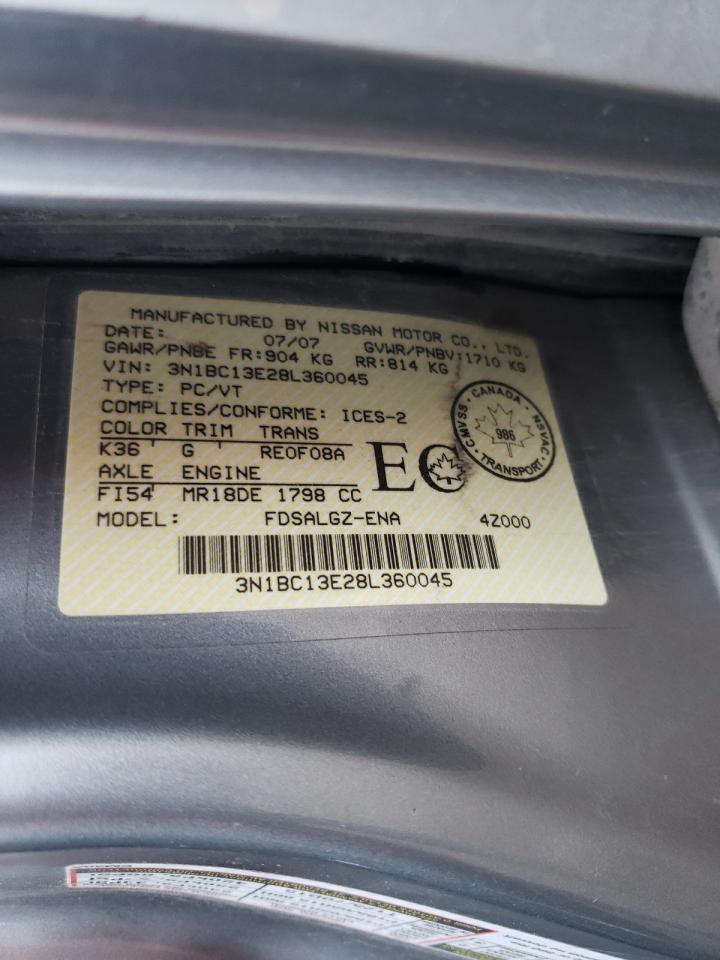 3N1BC13E28L360045 2008 Nissan Versa S