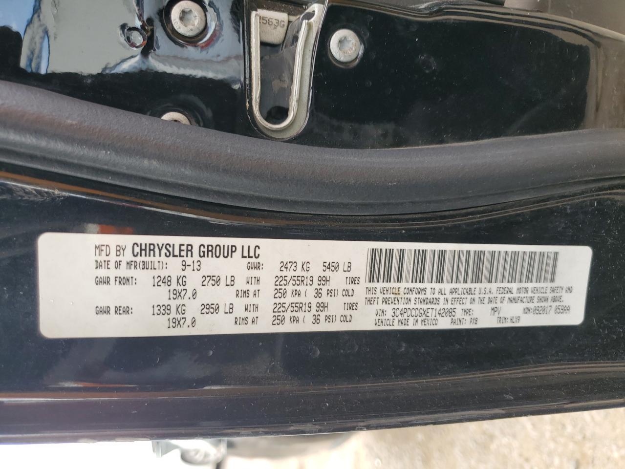 2014 Dodge Journey Limited VIN: 3C4PDCDGXET142085 Lot: 65450744