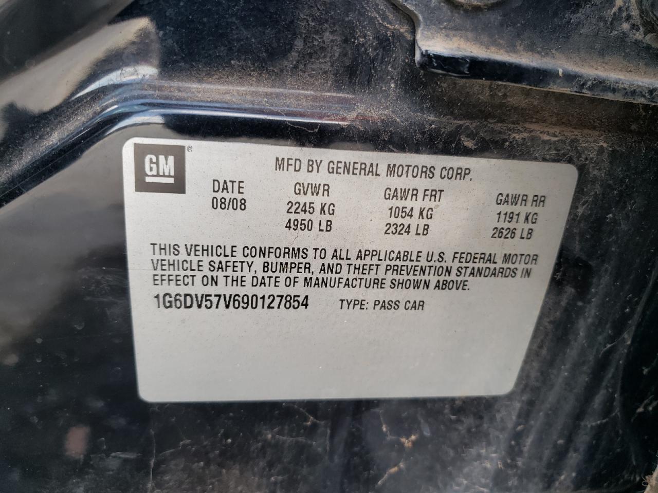 2009 Cadillac Cts Hi Feature V6 VIN: 1G6DV57V690127854 Lot: 69257924