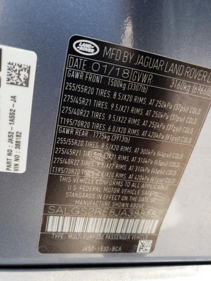 2018 Land Rover Range Rover Supercharged VIN: SALGS2RE8JA388182 Lot: 66527534