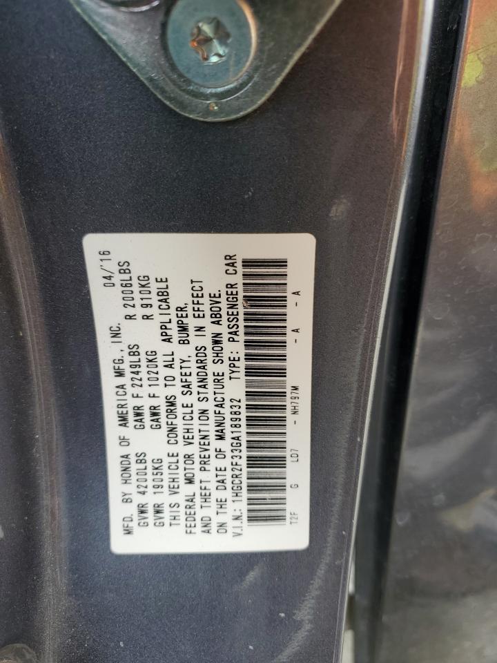 1HGCR2F33GA189832 2016 Honda Accord Lx