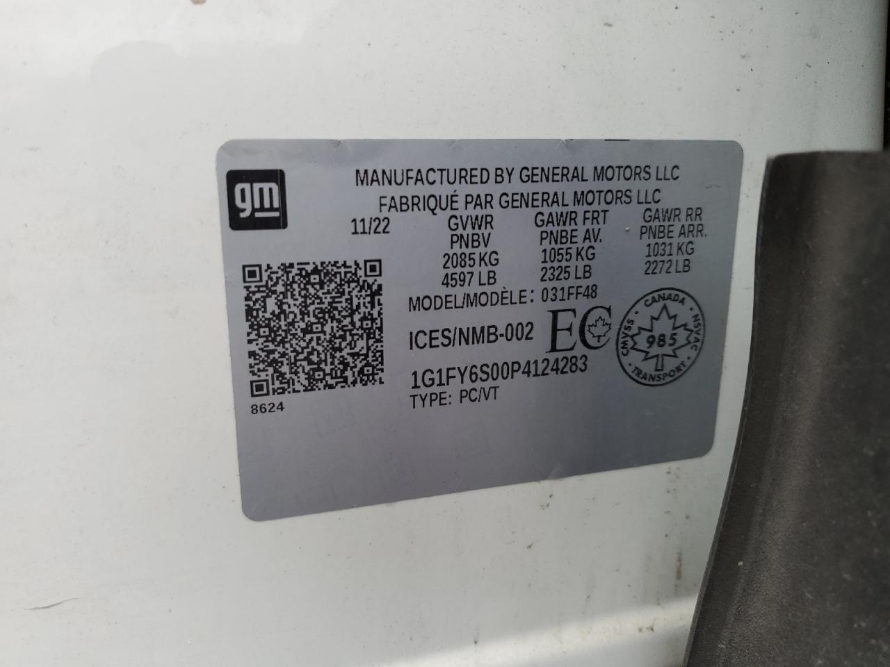 1G1FY6S00P4124283 2023 Chevrolet Bolt Euv Lt