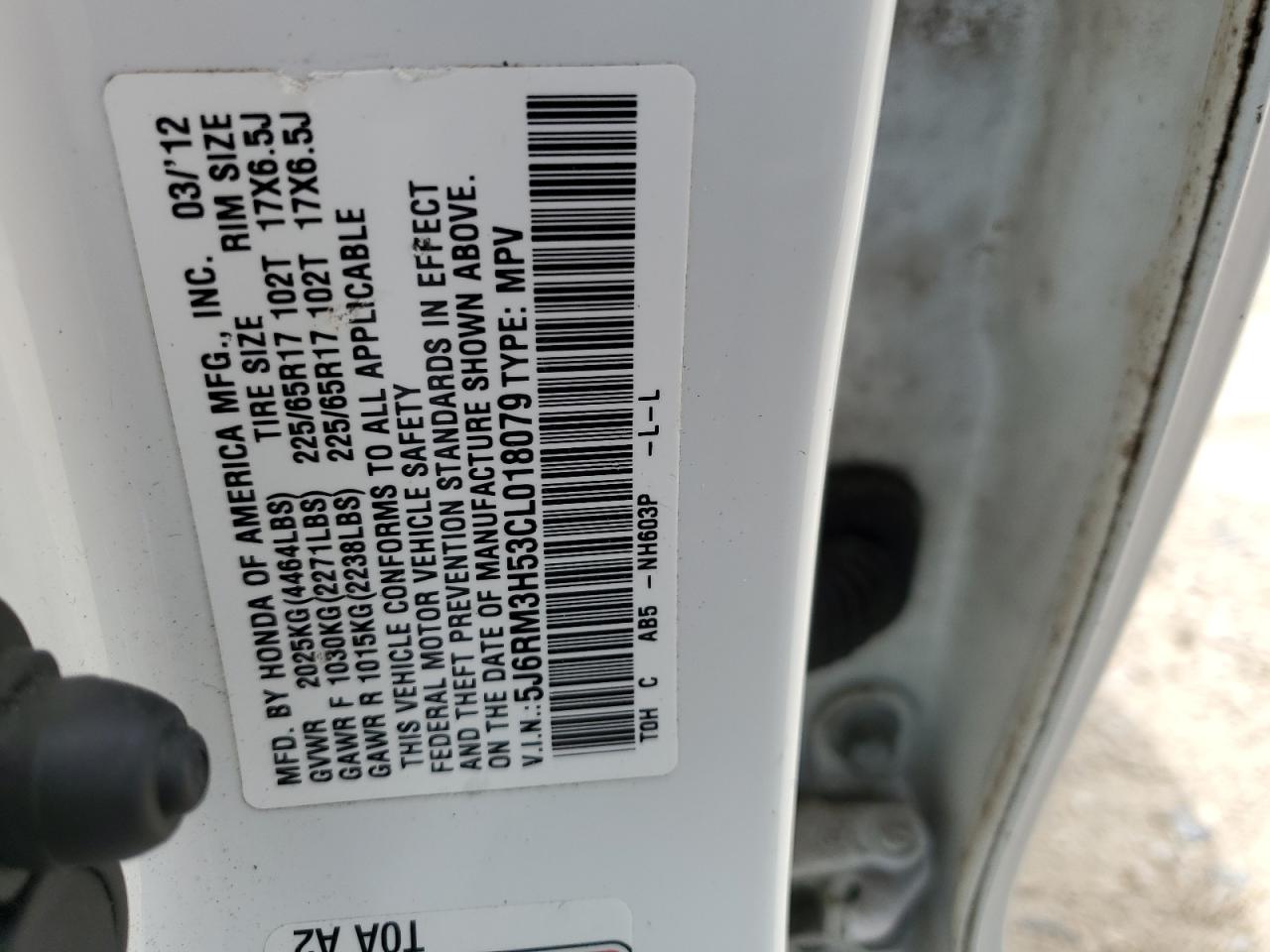 2012 Honda Cr-V Ex VIN: 5J6RM3H53CL018079 Lot: 67729284