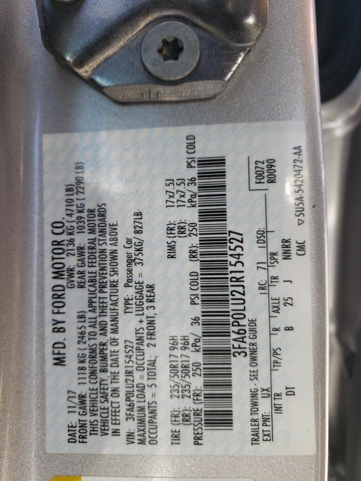 3FA6P0LU2JR154527 2018 Ford Fusion Se Hybrid