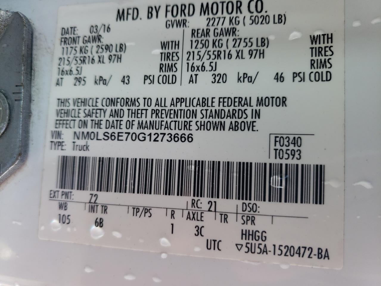 NM0LS6E70G1273666 2016 Ford Transit Connect Xl