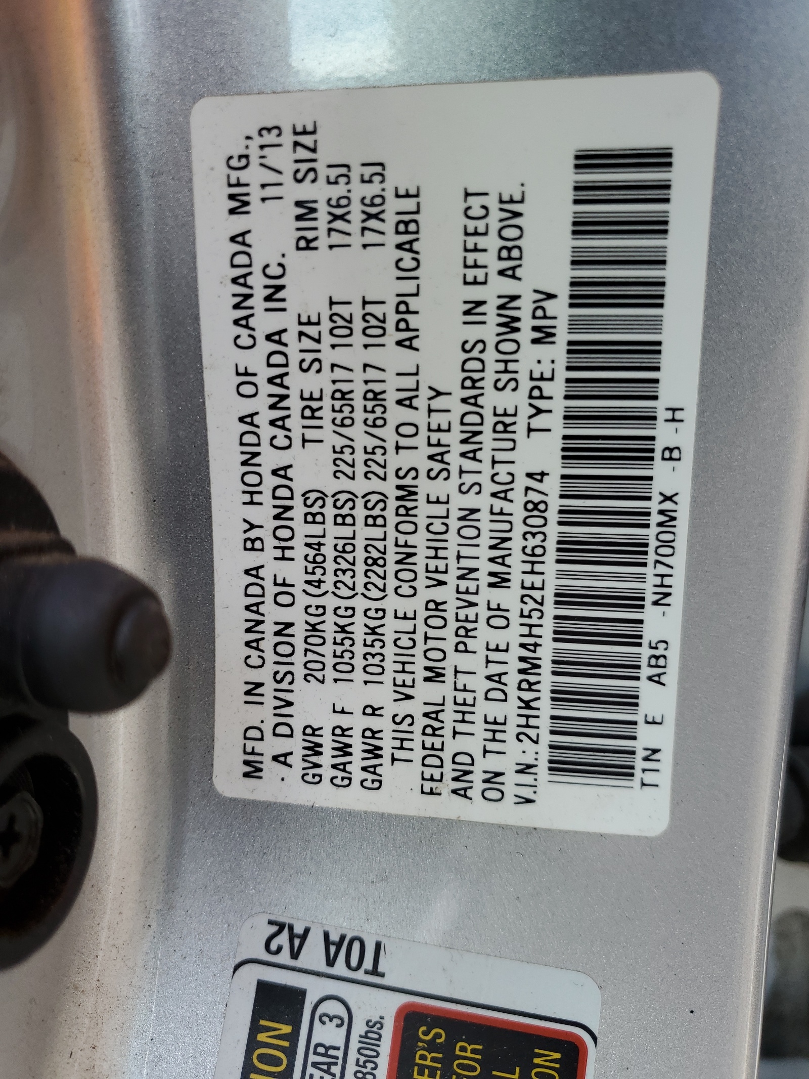 2HKRM4H52EH630874 2014 Honda Cr-V Ex