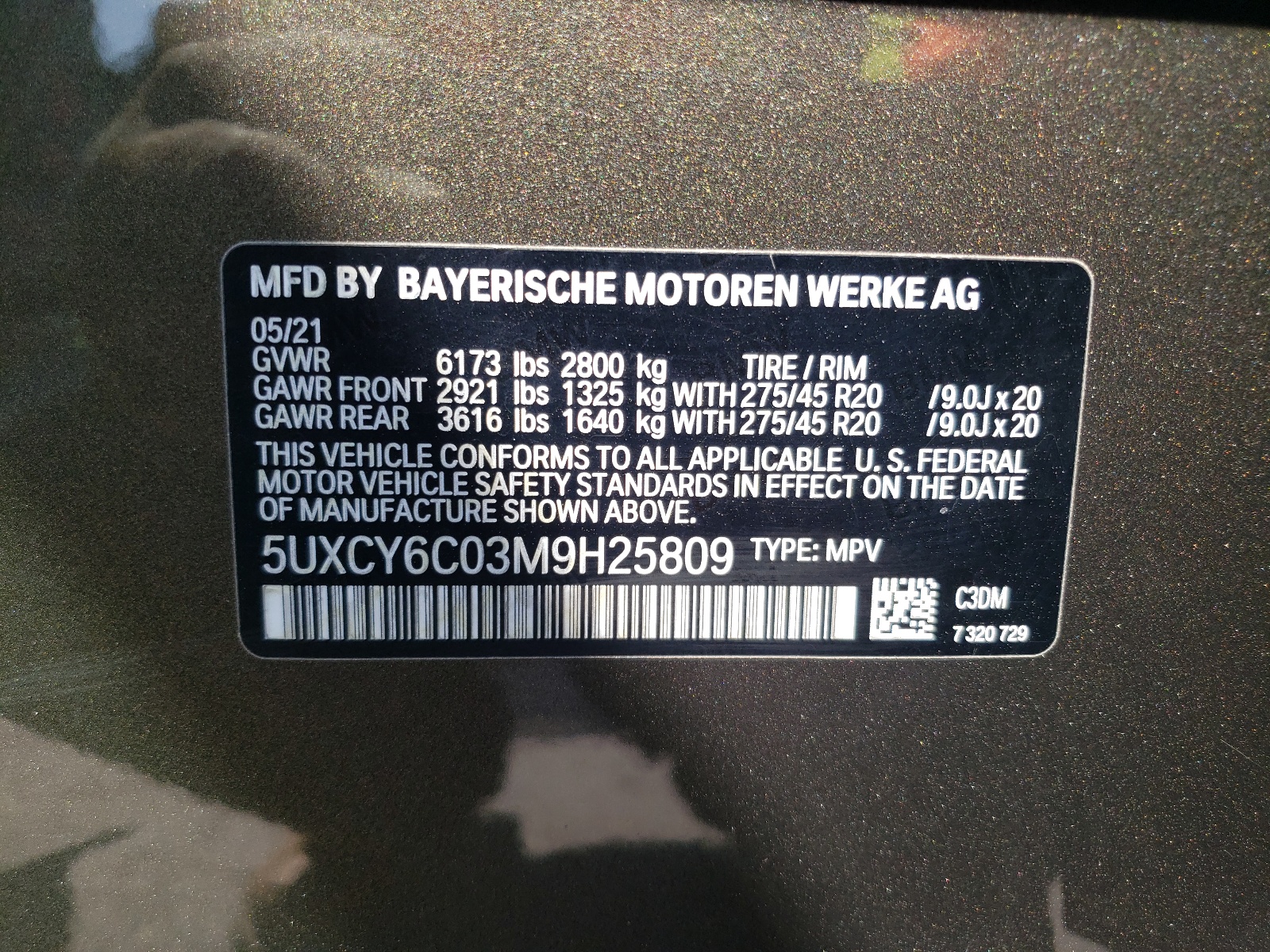 5UXCY6C03M9H25809 2021 BMW X6 xDrive40I