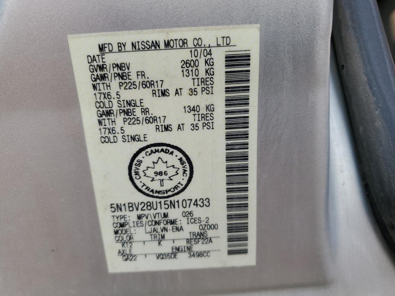 2005 Nissan Quest - Image 13