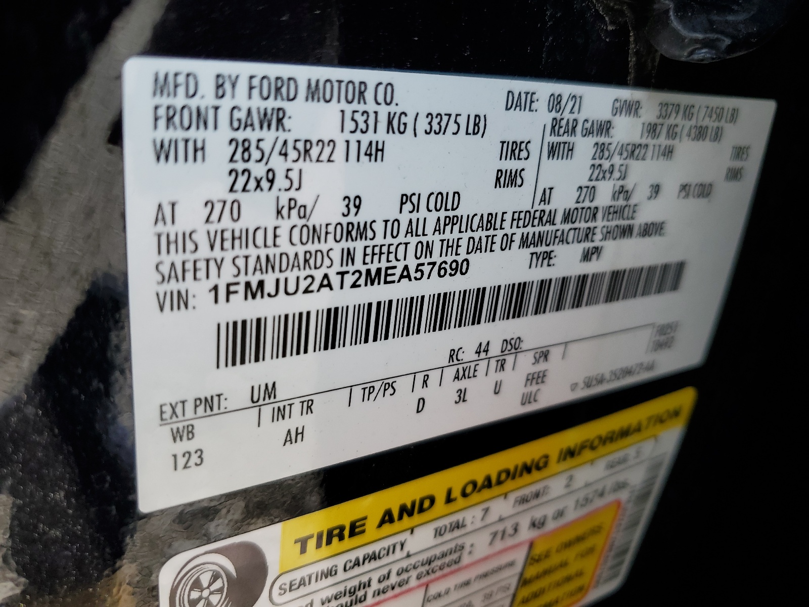 1FMJU2AT2MEA57690 2021 Ford Expedition Limited