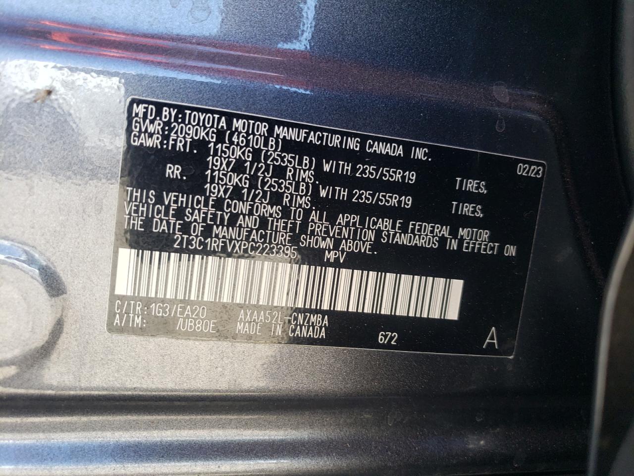 2T3C1RFVXPC223395 2023 Toyota Rav4 Xle Premium