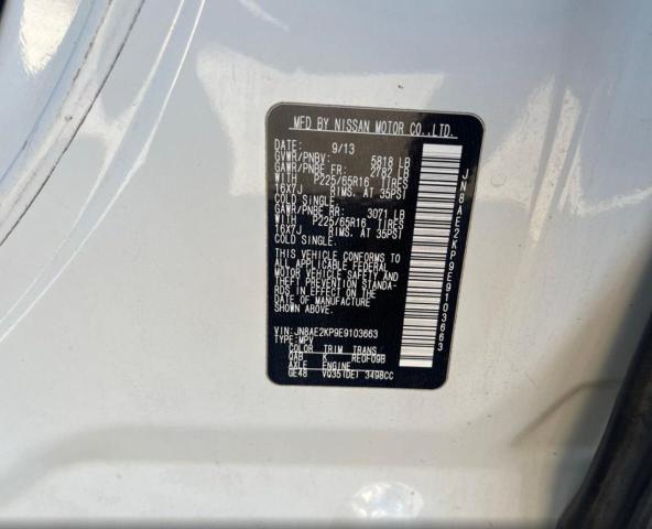 2014 Nissan Quest S vin: JN8AE2KP9E9103663