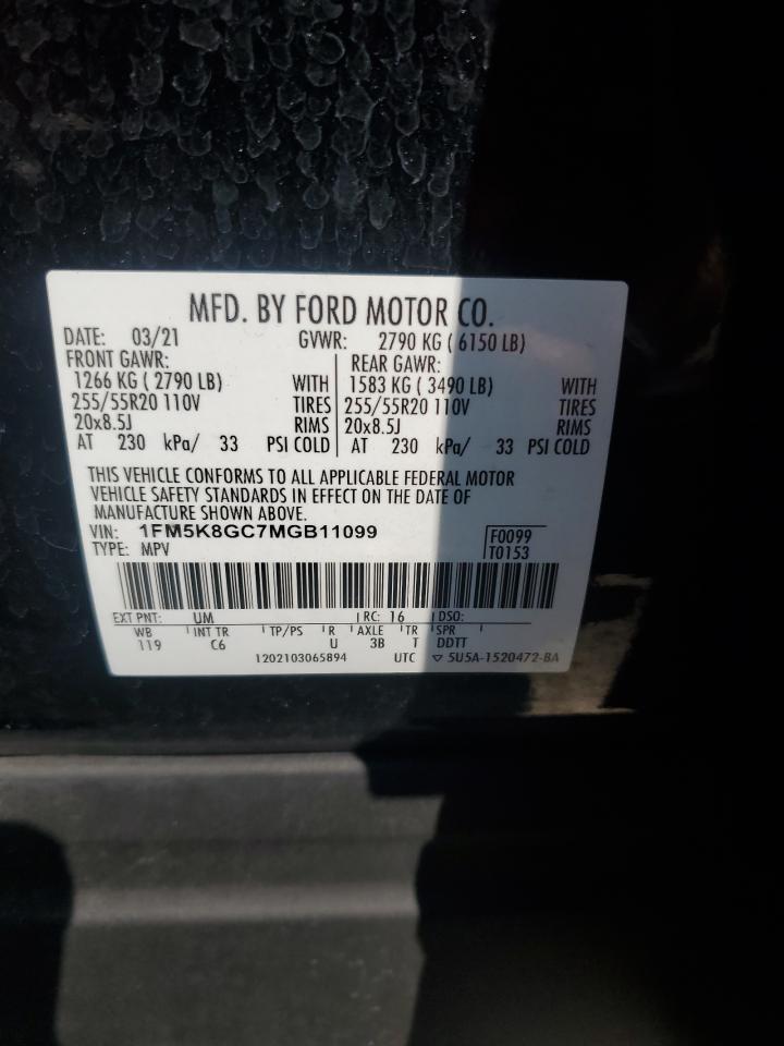 2021 Ford Explorer St VIN: 1FM5K8GC7MGB11099 Lot: 66934484