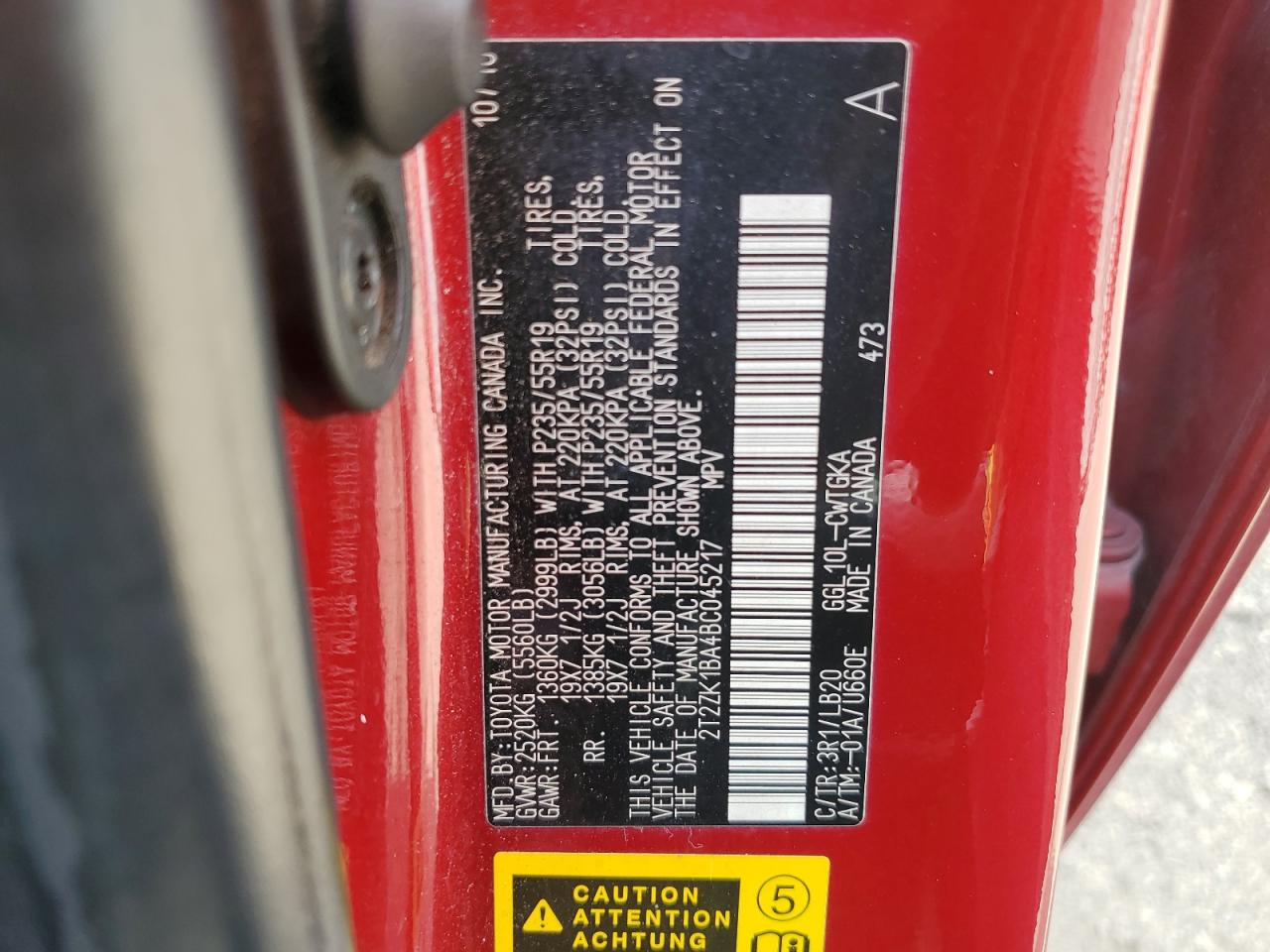 2011 Lexus Rx 350 VIN: 2T2ZK1BA4BC045217 Lot: 67803364