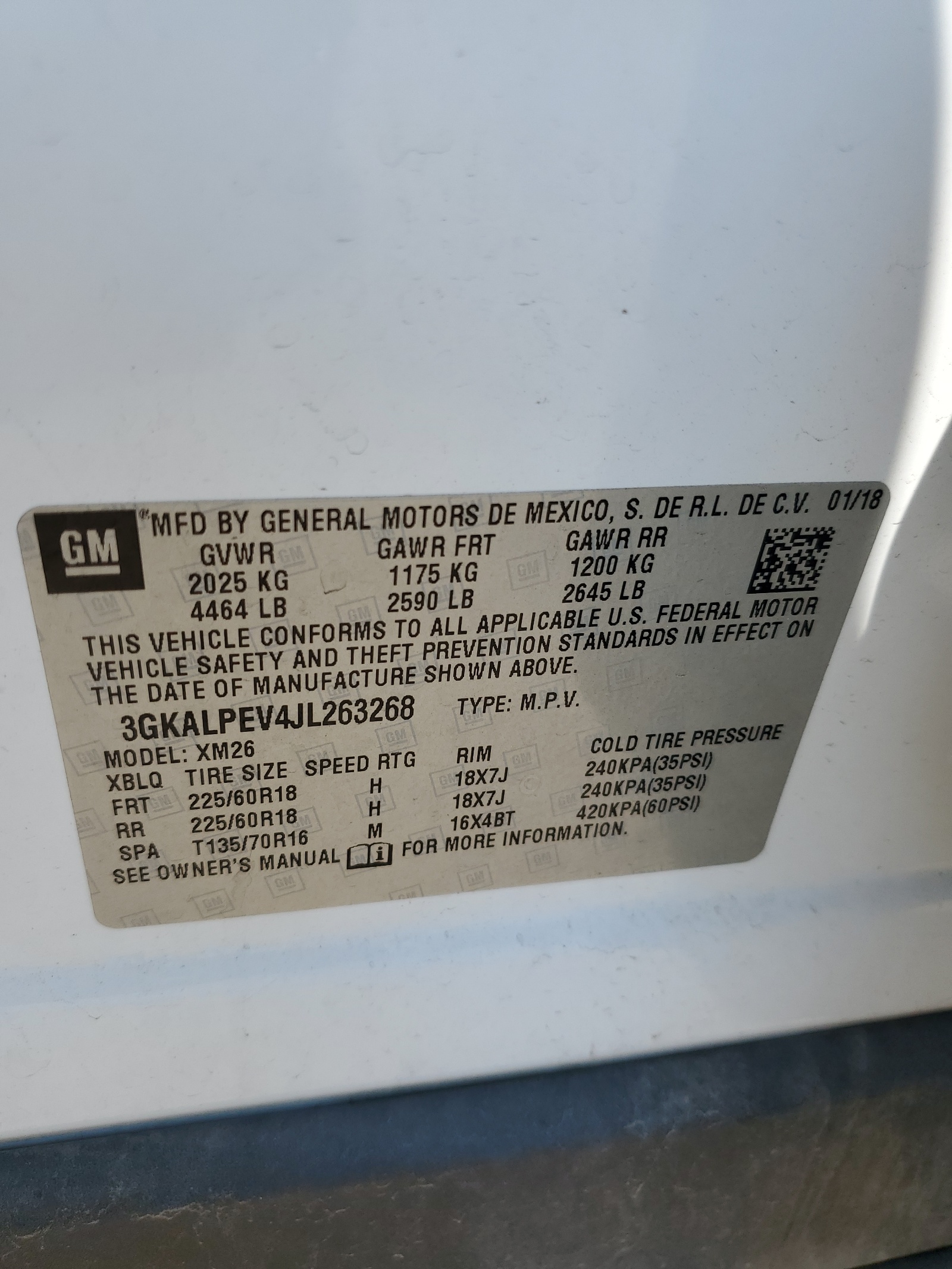 3GKALPEV4JL263268 2018 GMC Terrain Slt