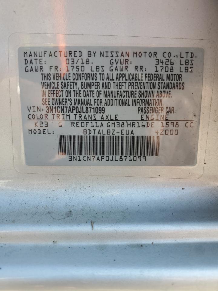 3N1CN7AP0JL871099 2018 Nissan Versa S