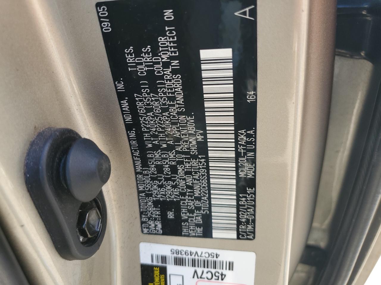 5TDZA22C66S391541 2006 Toyota Sienna Xle