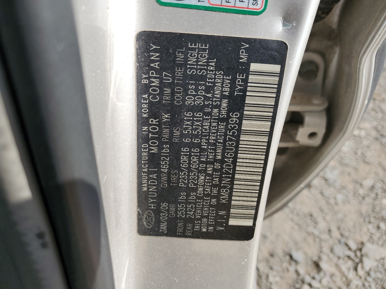 KM8JN12D46U375396 2006 Hyundai Tucson Gls