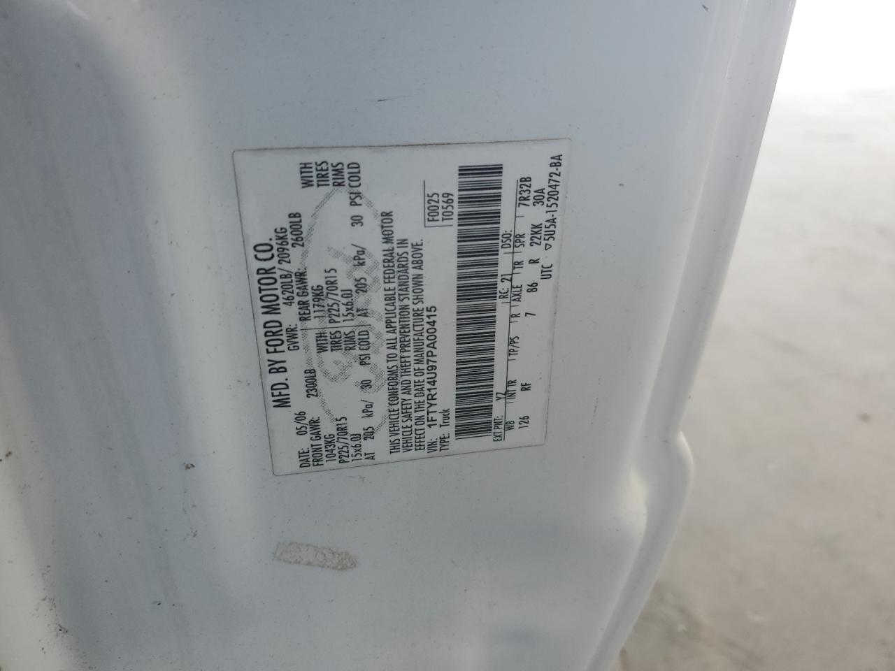 2007 Ford Ranger Super Cab VIN: 1FTYR14U97PA00415 Lot: 66320034